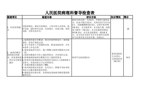 病理科质控检查表