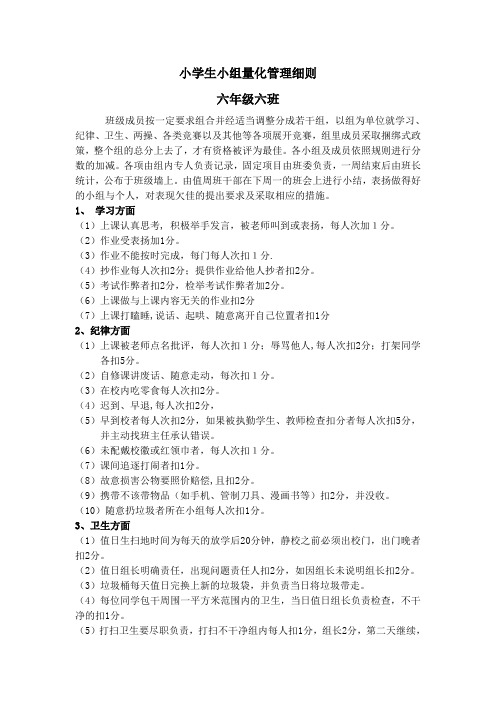 小学生班级量化管理细则 - 副本