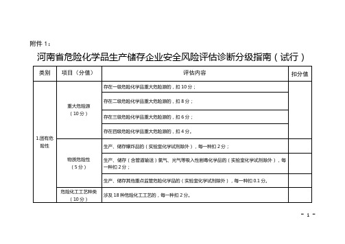 河南省危险化学品生产储存企业安全风险评估诊断分级指南(试行)