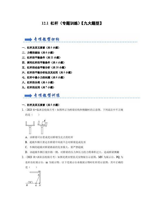 2024年物理讲义+专题练习8下(人教版)12.1杠杆(专题训练)【九大题型】(原卷版)