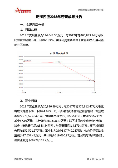 泛海控股2018年经营成果报告-智泽华