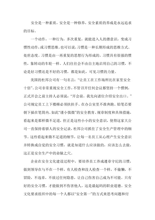 安全是一种素质