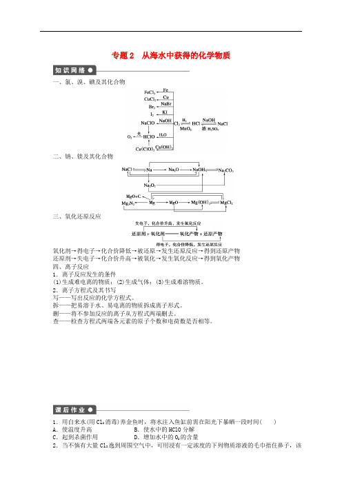 高中化学 专题二 从海水中获得的化学物质 专题小结教案 苏教版必修1