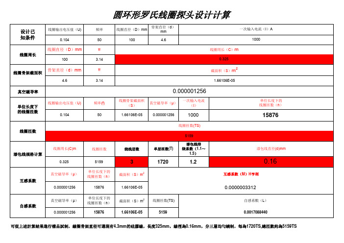 圆环形柔性罗氏线圈电流传感器探头设计与测试方法