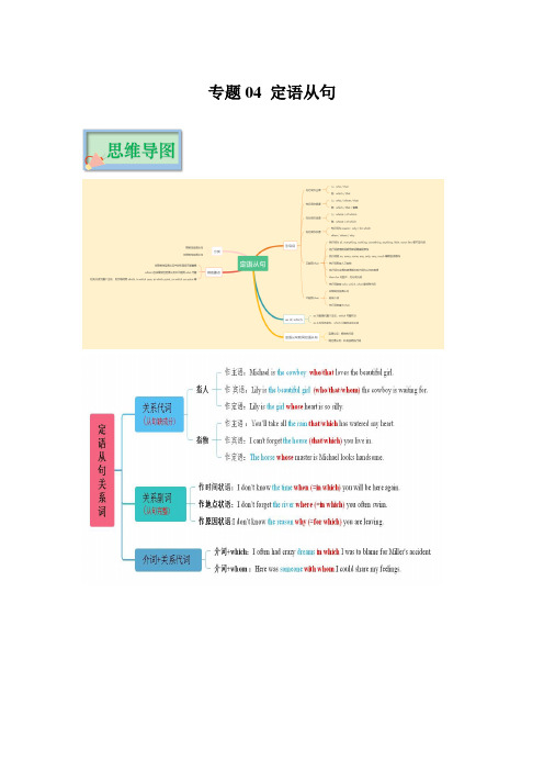 专题04 定语从句(解析版)(全国通用版)-高考英语复习