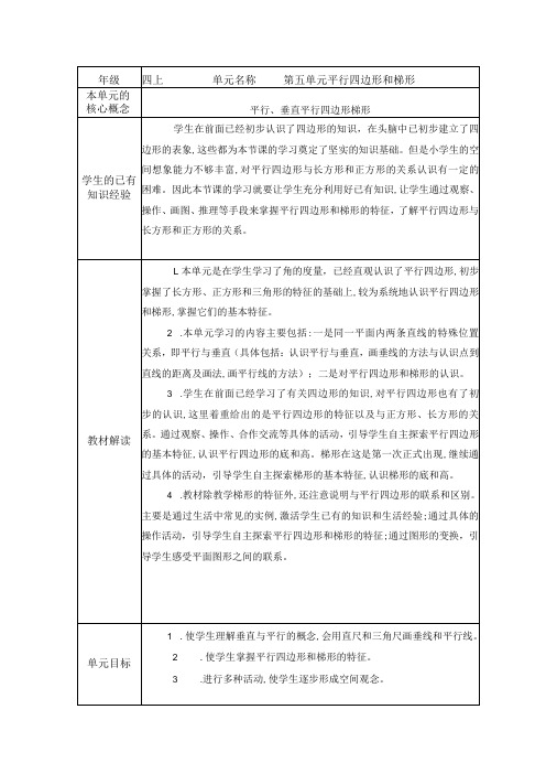 第五单元《平行四边形和梯形》集体备课