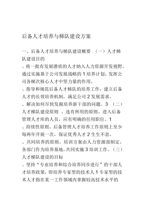 后备人才培养与梯队建设方案