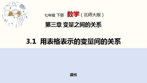 北师大版七年级下册数学《用表格表示的变量间关系》变量之间的关系教学说课复习课件