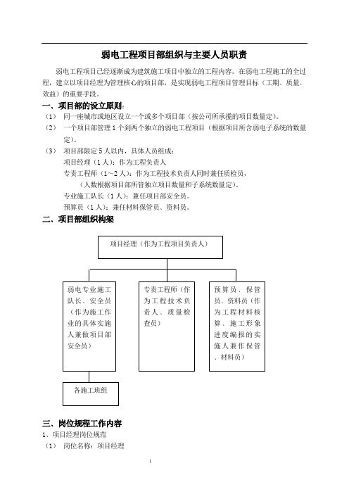 (完整版)弱电工程项目部组织与主要人员职责