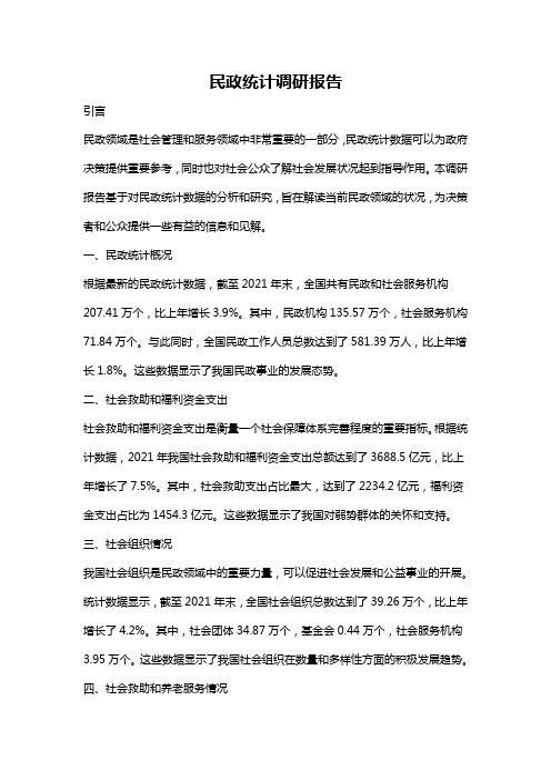 民政统计调研报告