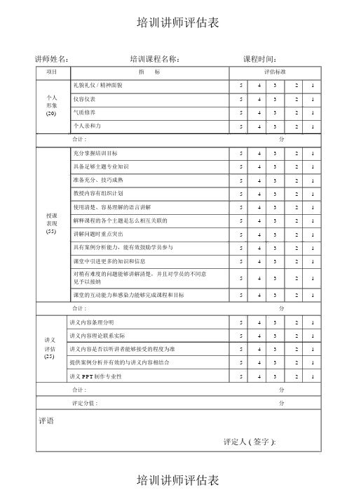 培训讲师评估表452