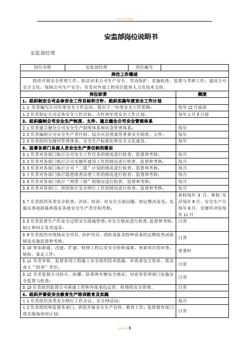 岗位说明书(安监部) (2)