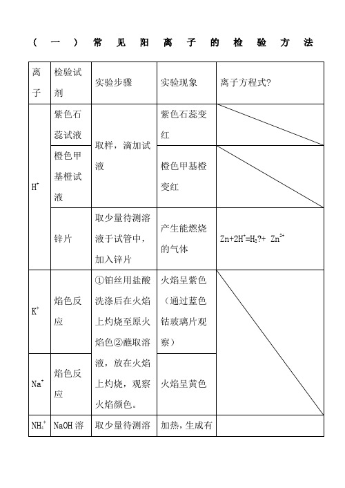 高中化学常见离子检验修订