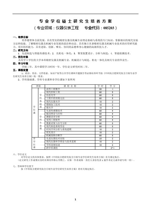 专业学位硕士研究生培养方案