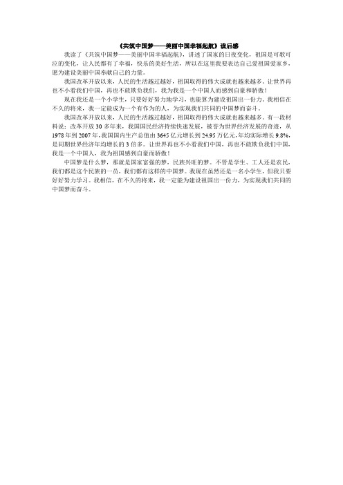 《共筑中国梦——美丽中国幸福起航》读后感