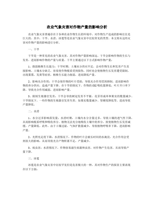 农业气象灾害对作物产量的影响分析