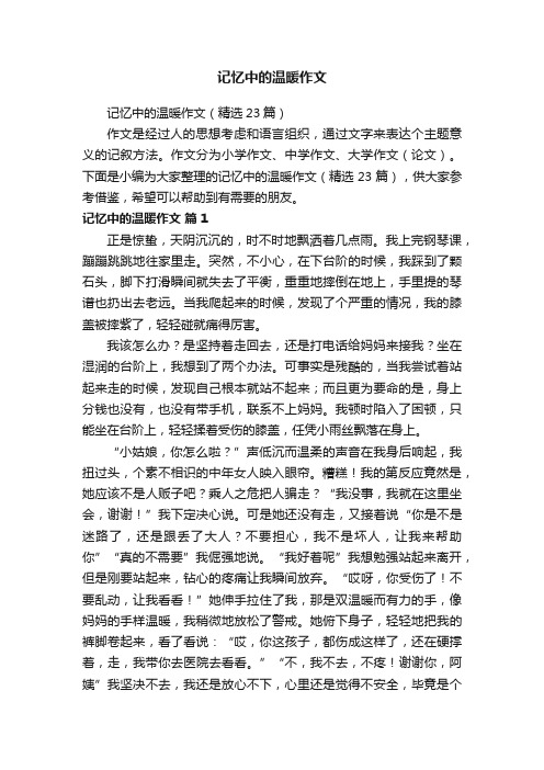 记忆中的温暖作文（精选23篇）