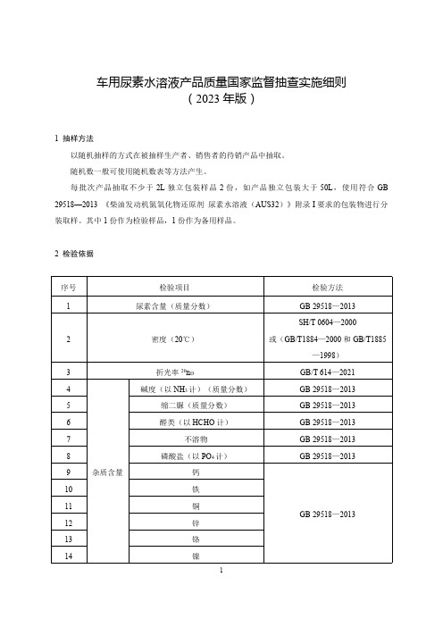 50 《车用尿素水溶液产品质量国家监督抽查实施细则(2023版)》