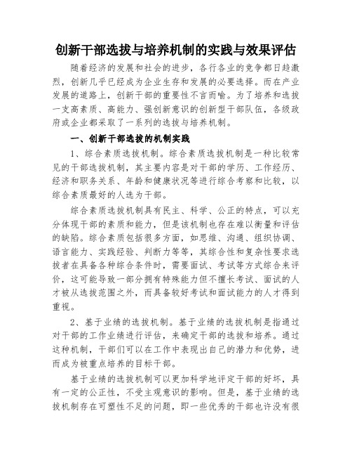 创新干部选拔与培养机制的实践与效果评估