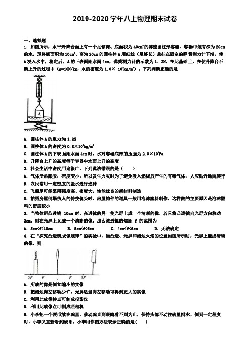 〖精选9套试卷〗河北省邢台市2020年初二(上)物理期末考试模拟试题