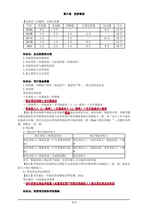 会计职称-中级财务管理考点串讲-第六章 投资管理(4页)