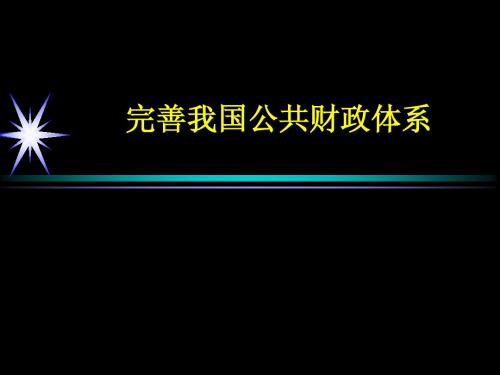 完善我国公共财政体系