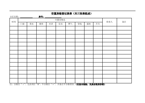 空置房检查记录表(共三张表组成)