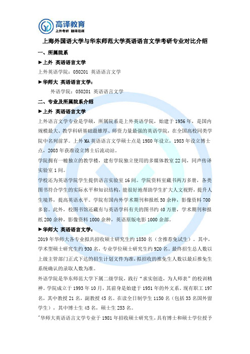 上海外国语大学与华东师范大学英语语言文学考研专业对比介绍