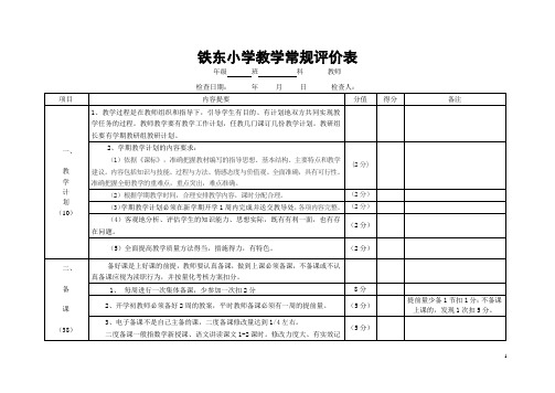 铁东小学教学常规量化考核表