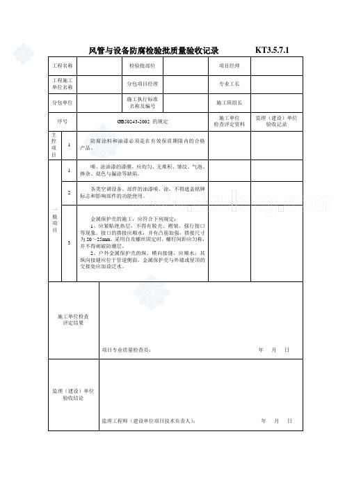 风管与设备防腐检验批质量验收记录_secret