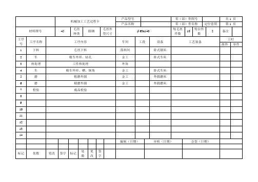 定位套筒零件的加工工艺及夹具设计机械加工工艺过程卡