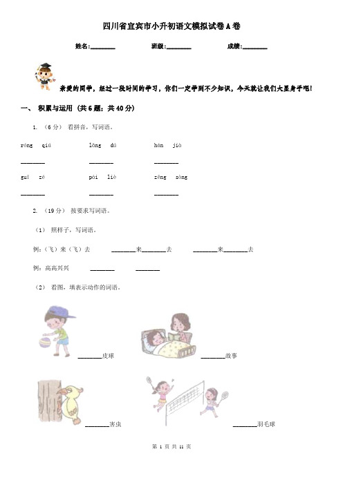 四川省宜宾市小升初语文模拟试卷A卷