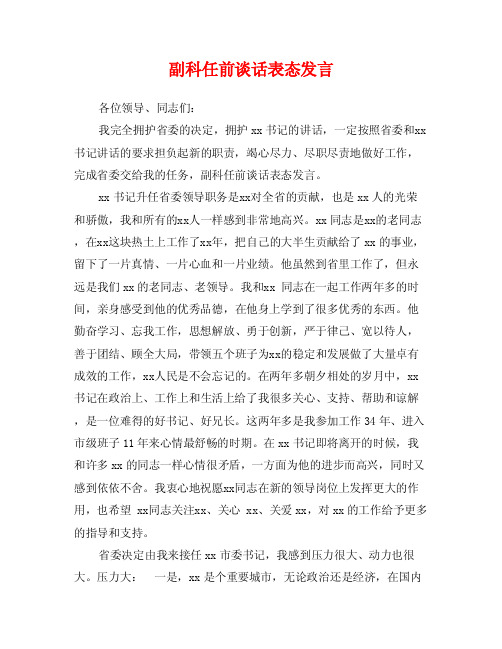 副科任前谈话表态发言