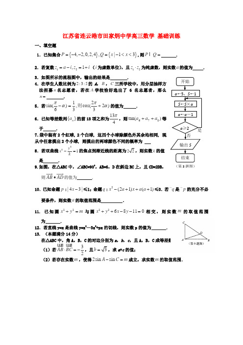 江苏省连云港市田家炳中学高三数学 基础训练