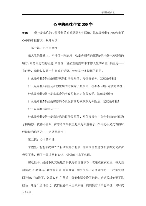 心中的牵挂作文300字