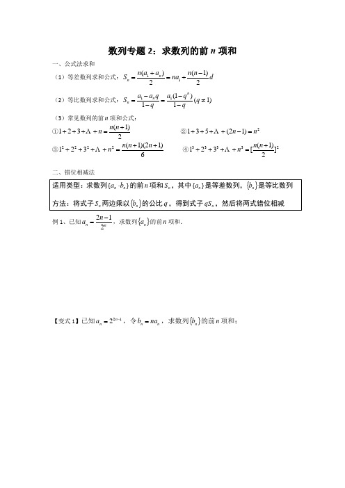 专题二 求数列的前n项和