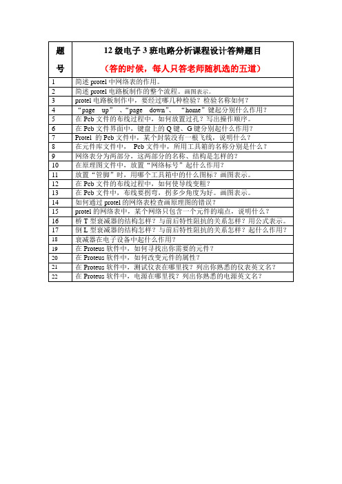 电路分析课程设计答辩题