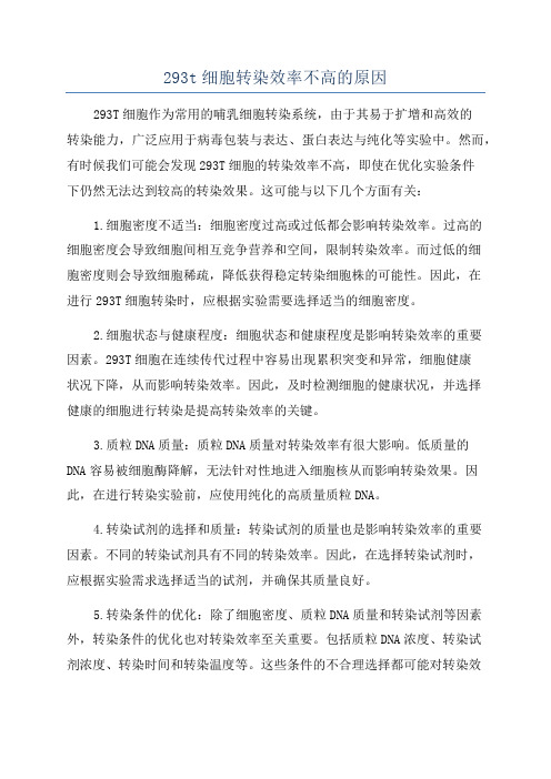 293t细胞转染效率不高的原因