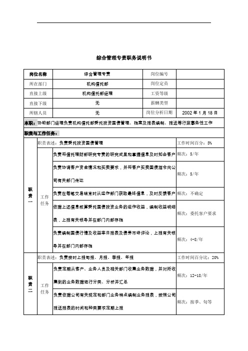 综合管理专责岗位说明书.doc