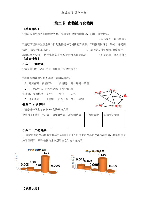 第二节食物链与食物网学案-济南版生物八年级下册