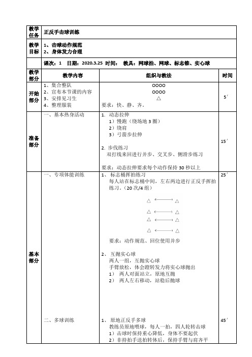 网球课专业教案