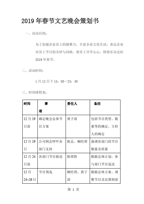 某集团2019年春节文艺晚会方案9页