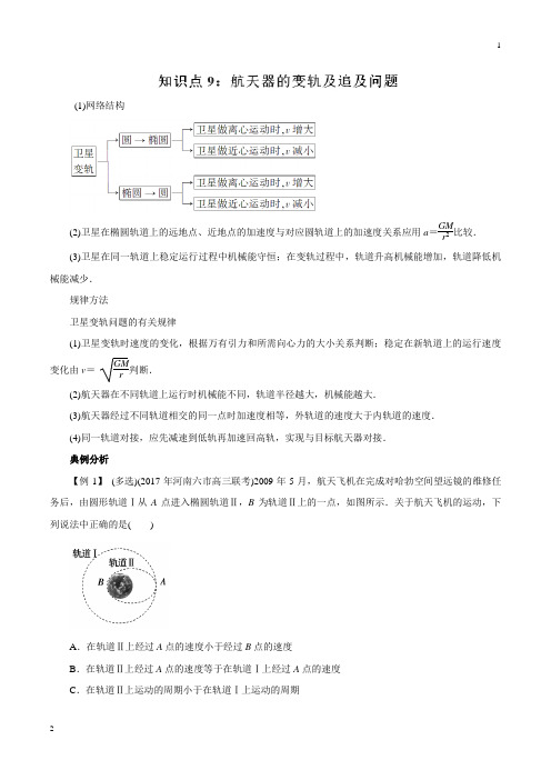 专题09 航天器的变轨及追及问题-2019高考物理一轮复习专题详解(解析版)