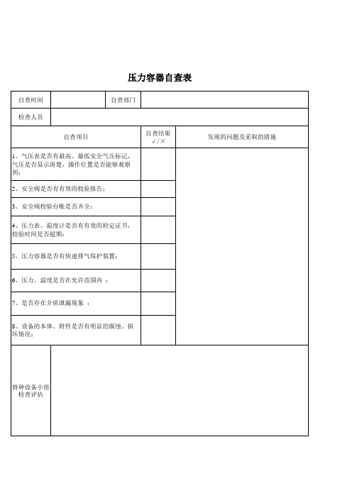 特种设备自查记录-压力容器
