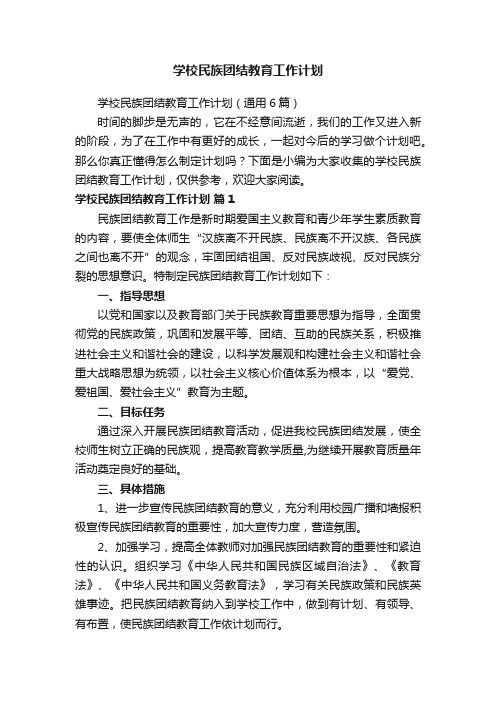 学校民族团结教育工作计划