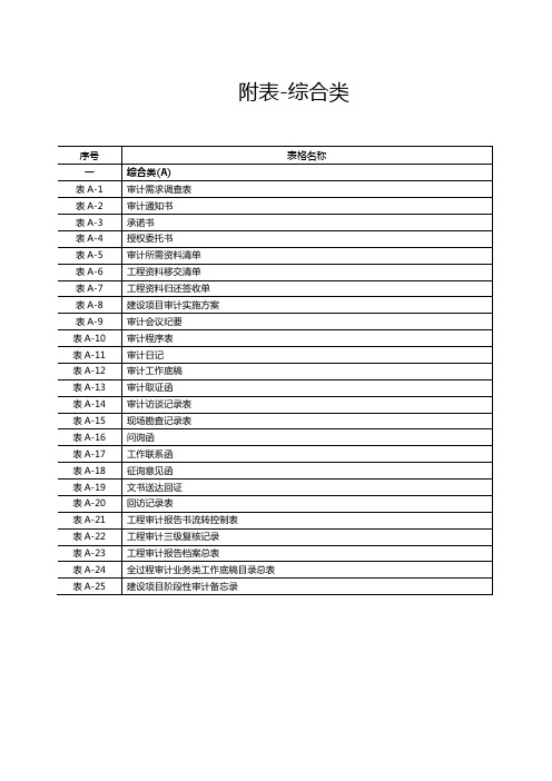 建设项目全过程跟踪审计表格-综合类