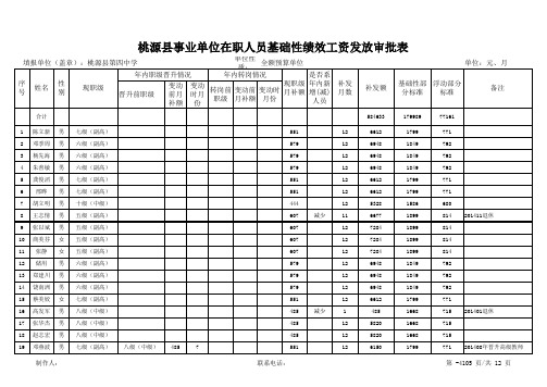 桃源四中事业单位绩效工资审批表 