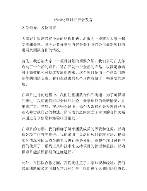 结构化研讨汇报会发言