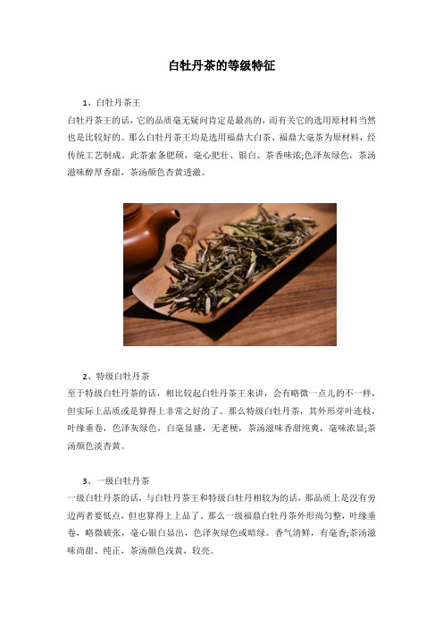 白牡丹茶的等级特征