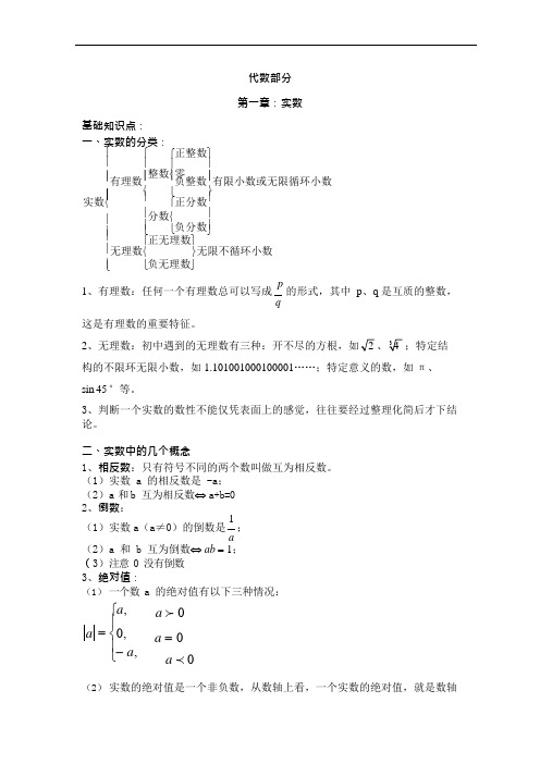 (完整版)初中代数知识点归纳